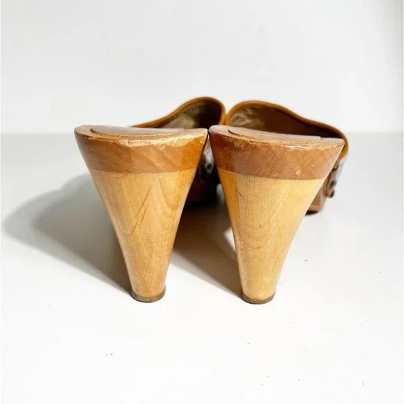 Vintage Coach Brenda Wooden Siganture Clog Blue Denim size 9 - Picture 6 of 9